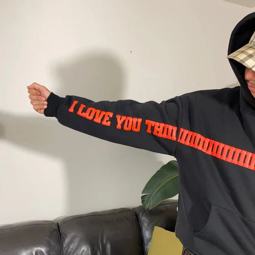 ‘I LOVE YOU THIS MUCH’ Black Premium Hoodie | WildBeast - wildbeast