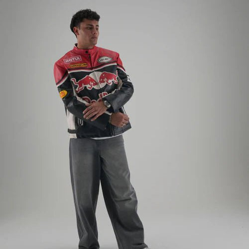 Red Bull Racing Leather Jacket – Premium Biker Style for Men | Wildbeast® - wildbeast