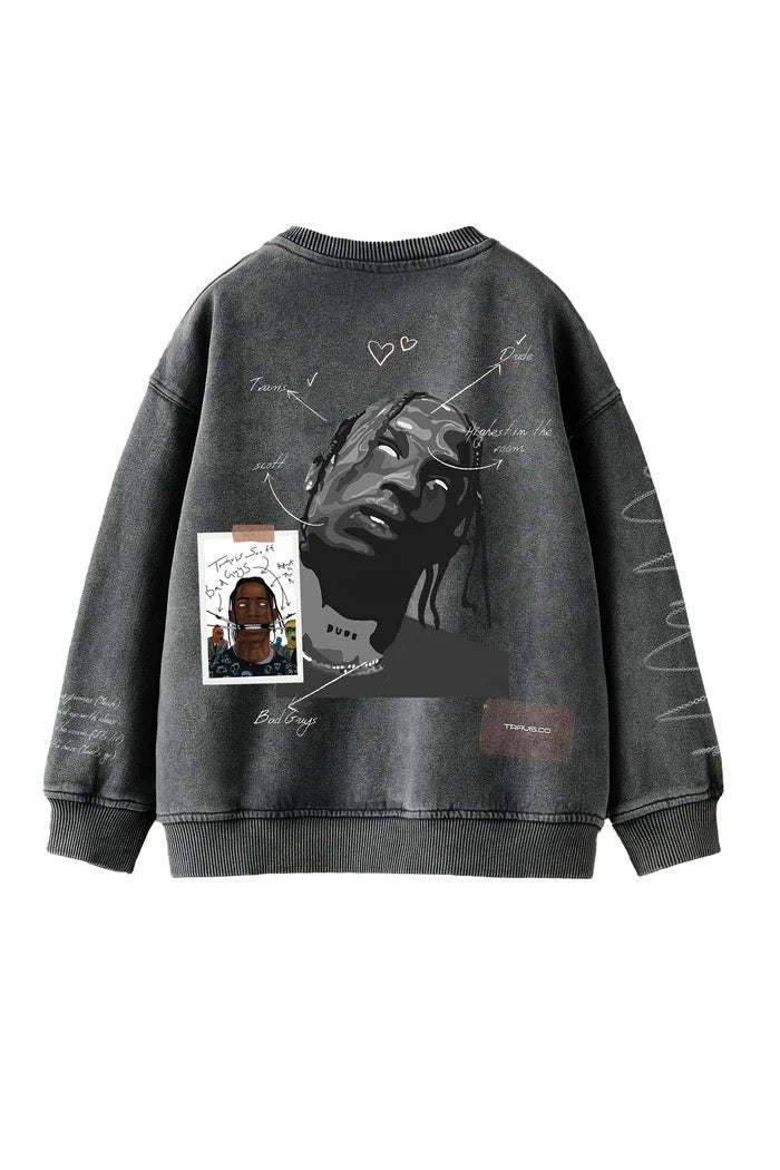 TRAVIS SCOT ACID WASH SWEATSHIRT