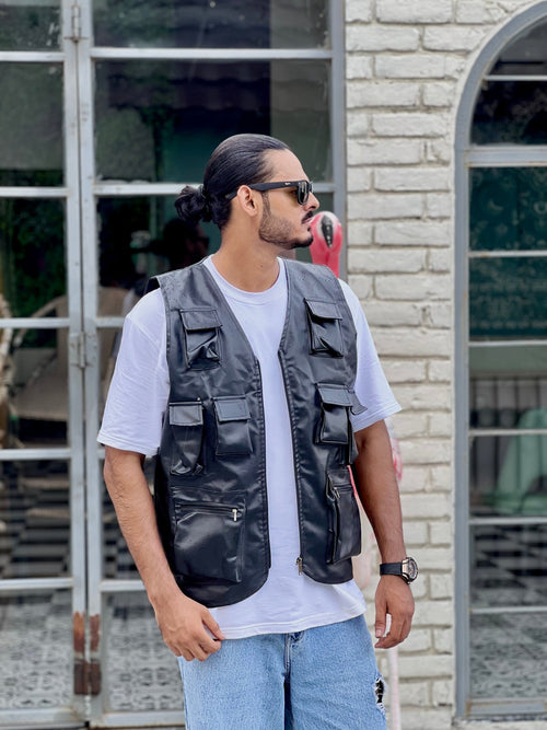 BLACK LEATHER VEST PREMIUM HIP HOP VEST | WILDBEAST® - wildbeast