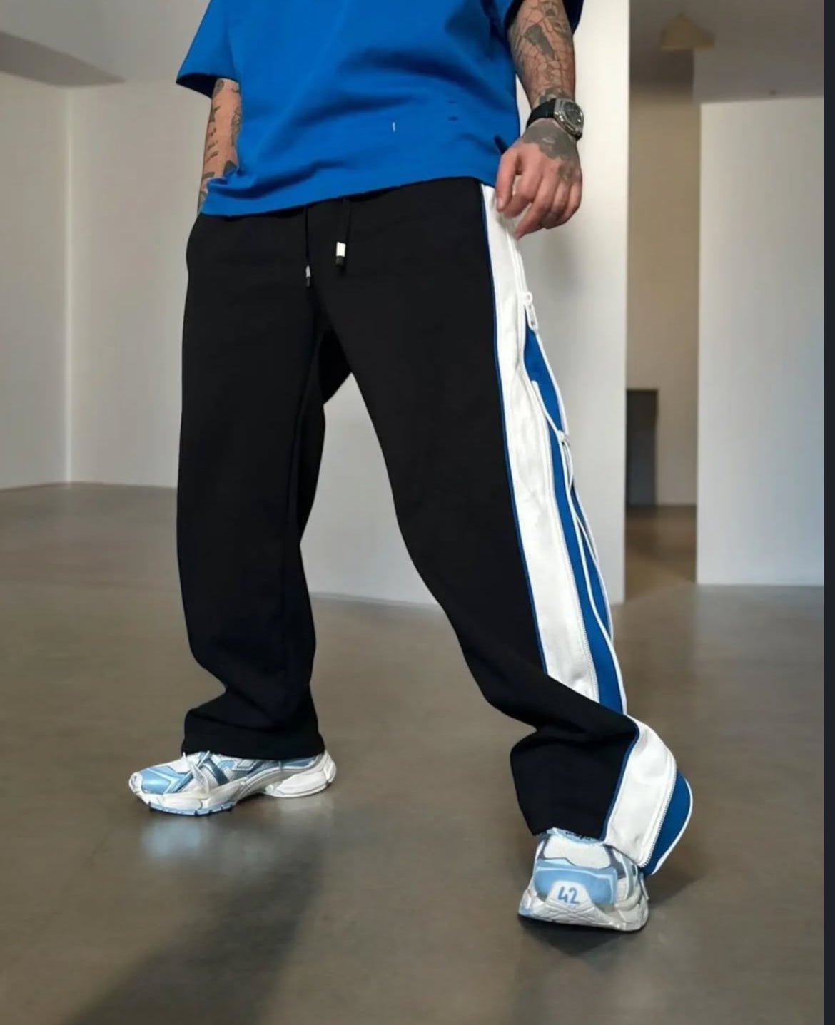 High - Quality Relaxed Fit Blue Baggy Pants with Double Zippers Indian Streetwear Swag | WILDBEAST® - wildbeast