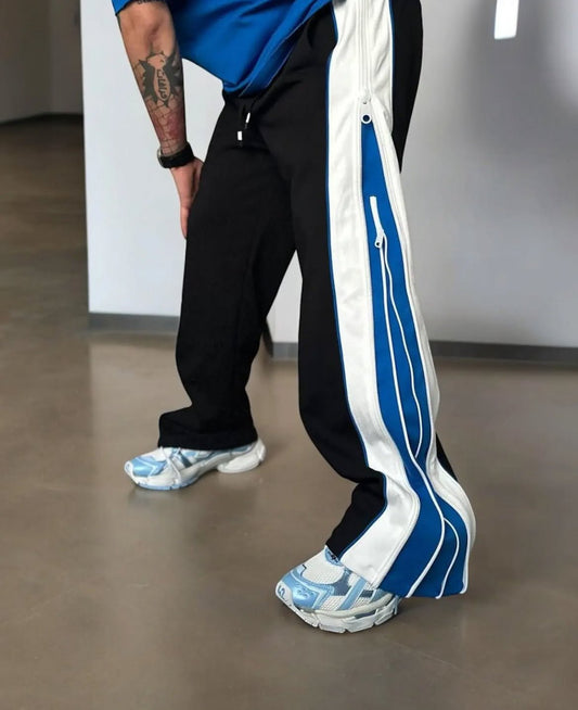 High - Quality Relaxed Fit Blue Baggy Pants with Double Zippers Indian Streetwear Swag | WILDBEAST® - wildbeast