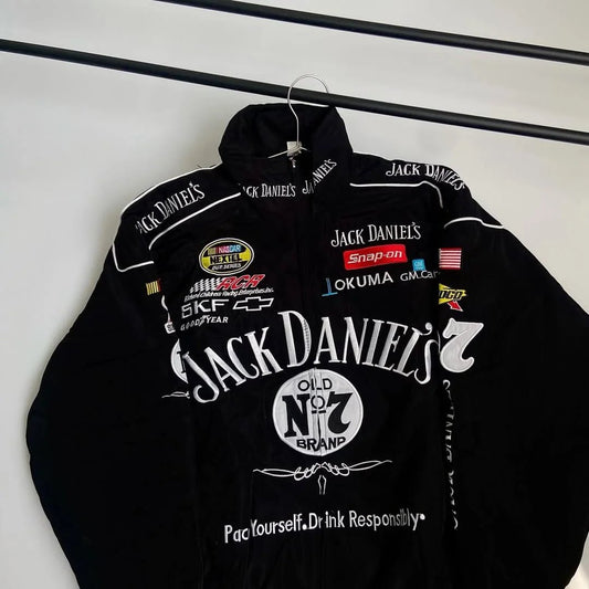 Jack Daniel’s Embroidered Racing Jacket – Vintage NASCAR Black Bomber I Wildbeast® - wildbeast