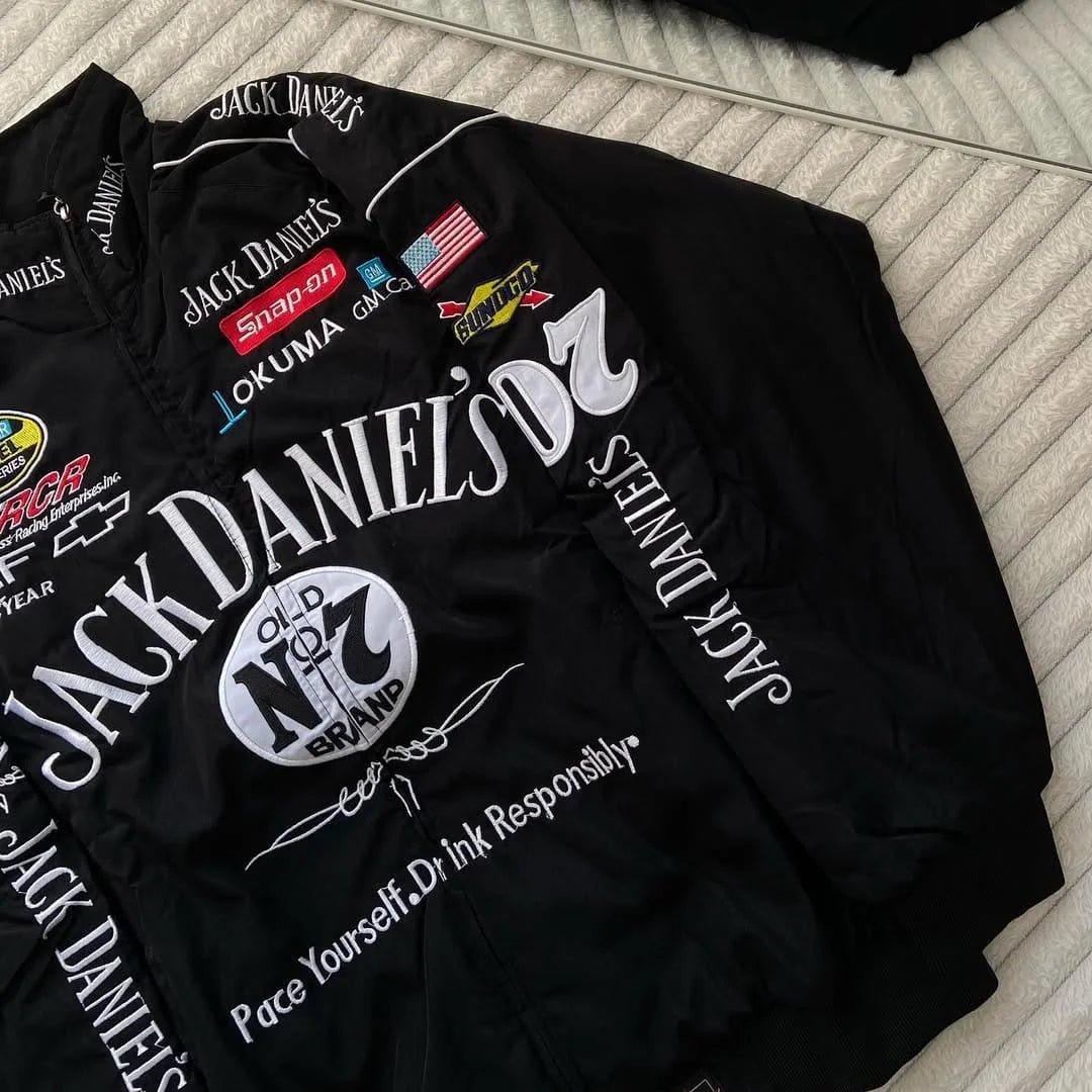 Jack Daniel’s Embroidered Racing Jacket – Vintage NASCAR Black Bomber I Wildbeast® - wildbeast