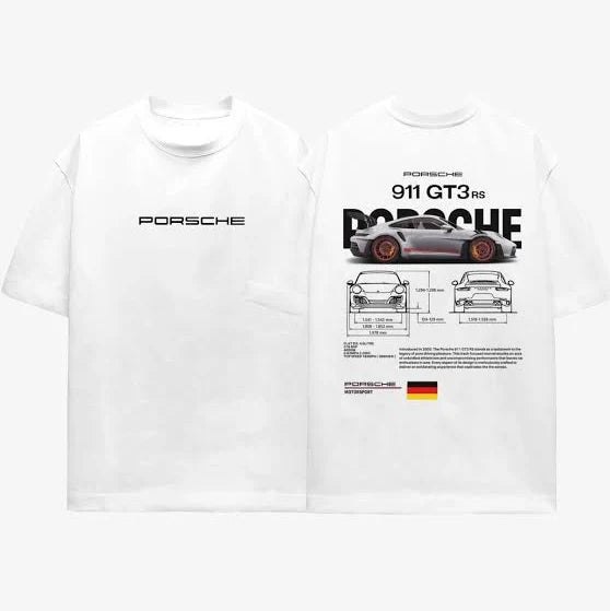 Porsche 911 GT3 White Over - sized T-Shirt | Wild Beast® - wildbeast