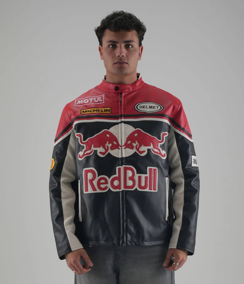 Red Bull Racing Leather Jacket – Premium Biker Style for Men | Wildbeast® - wildbeast
