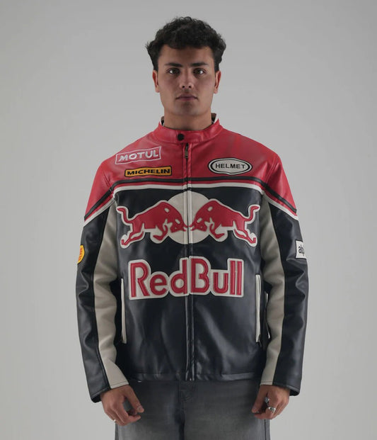 Red Bull Racing Leather Jacket – Premium Biker Style for Men | Wildbeast® - wildbeast
